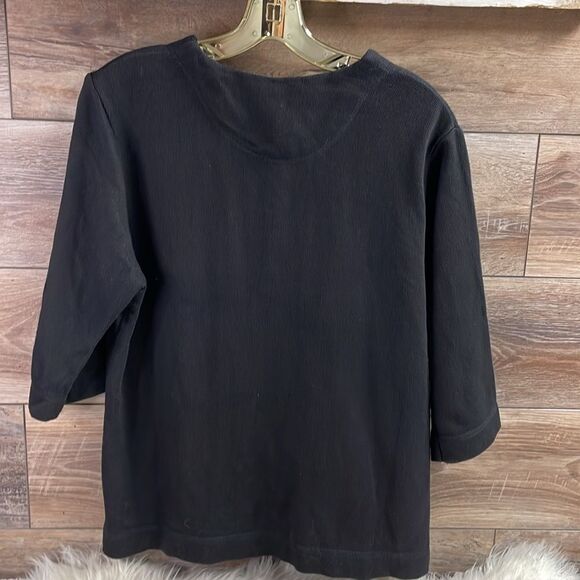 Onque Casuals Ladies Black Cardigan,Size Small,Embroidered Musical Notes,Vintage - Picture 6 of 8